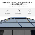 Unbranded 4x3.6m Aluminium Hardtop Gazebo Canopy w/ Polycarbonate Top, Curtains Outsunny - Gazebos