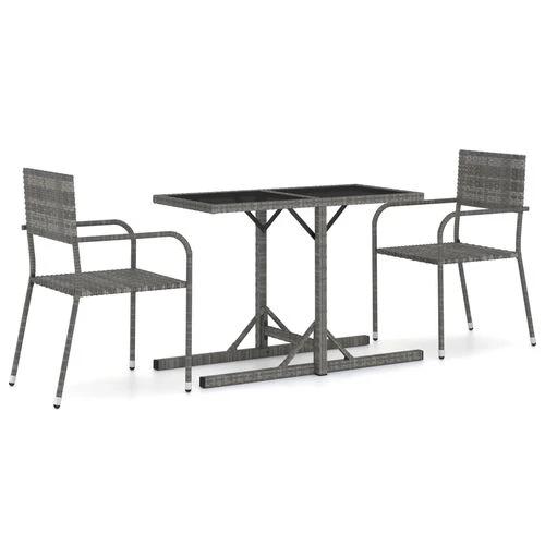 vidaXL 3 Piece Garden Dining Set with Glass Top and Weather-Resistant Rattan for Outdoor Entertaining by vidaXL