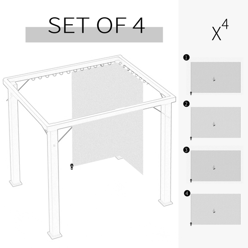 Outsunny Universal Gazebo Replacement Sidewall Set 3 x 3 Meter with Four Panels for Outdoor Protection from Wind and Sunlight - Home Symphony
