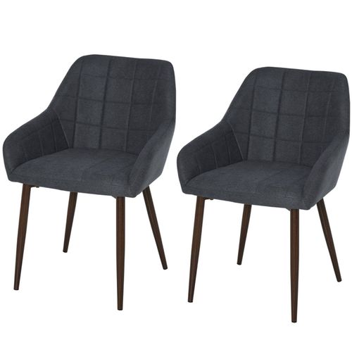 Stylish Dark Grey Dining Chairs Set of Two with Armrests and High Back for Modern Living Spaces - Home Symphony