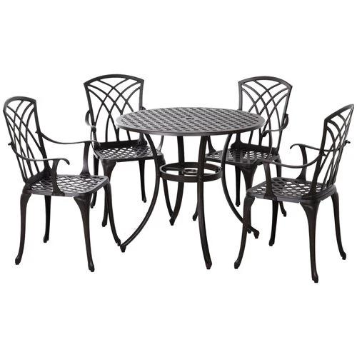 Outsunny Sturdy Cast Aluminium 4-Seater Garden Table Set for Small Spaces - Uncategorized Garden Set