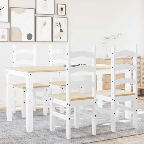 vidaXL 5 Piece Dining Set Panama White Solid Wood Pine - Home Symphony