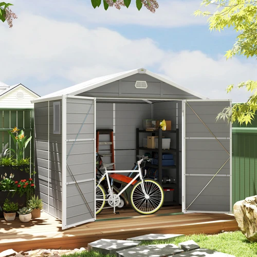 Outsunny Garden Shed 8 x 6ft with Lockable Door and Ventilation for Outdoor Tool Storage by Outsunny