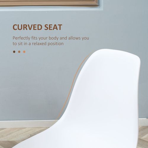 Dining Chairs Set of 4 w/ Curved Back, Metal Legs for Living Room White - Home Symphony