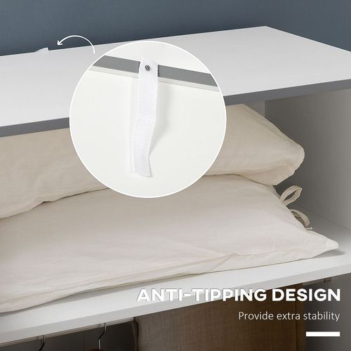 Wardrobe with Drawers, Shelves, Hanging Rail, Bedroom Clothes Organizer, White - Home Symphony