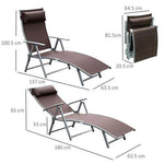 Outsunny Sun Lounger Recliner w/ Pillow Foldable 7 Levels Texteline Brown by Outsunny