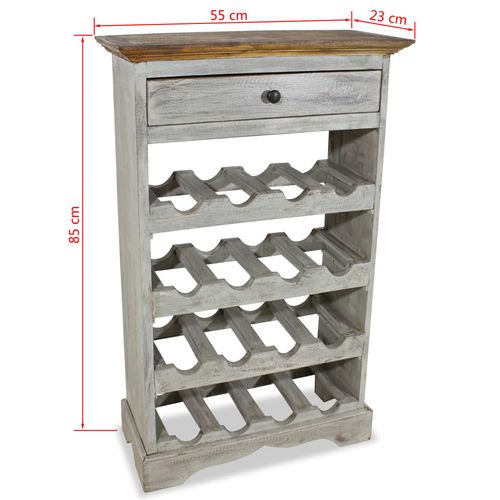Antique-Style Wine Rack with Solid Reclaimed Wood 55x23x85 cm Featuring Storage Drawer for Wine Collectors - Home Symphony
