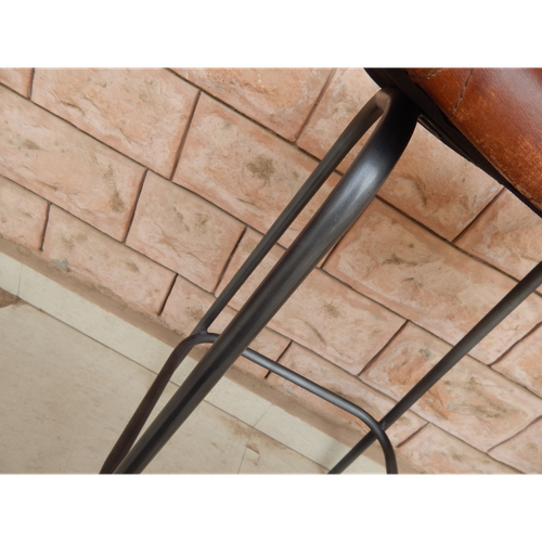 Stylish Leather Stool 78CM with Sturdy Metal Frame for Modern Home Decor - Home Symphony