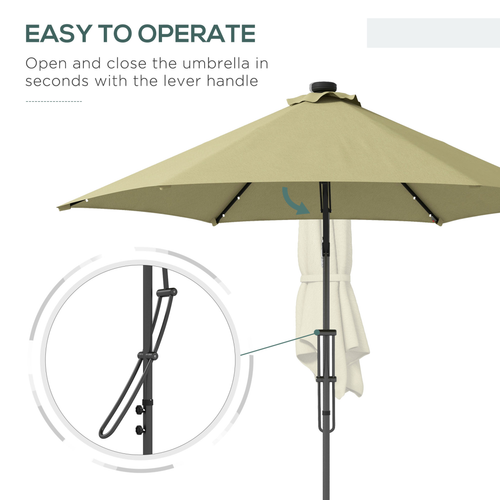 Effortlessly operate the Outsunny 3 Meter Cantilever Garden Umbrella with Solar LED Lights for perfect outdoor patio enjoyment.