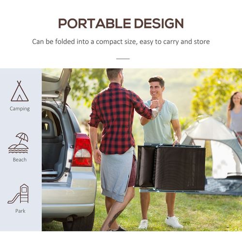 Outsunny Sun Lounger Recliner w/ Pillow Foldable 7 Levels Texteline Brown - Home Symphony