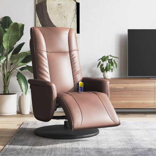 vidaXL Massage Recliner Chair with Footrest 36 Inch Brown Faux Leather and Vibration Function for Ultimate Relaxation - Home Symphony