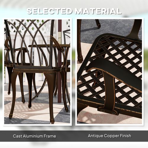 Outsunny 5 PCs Garden Dining Set, Garden Furniture Set, Bronze Tone - Home Symphony