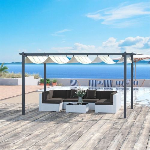Aluminium Patio Gazebo 4 x 3 M With Retractable Canopy For Outdoor Gatherings - Home Symphony