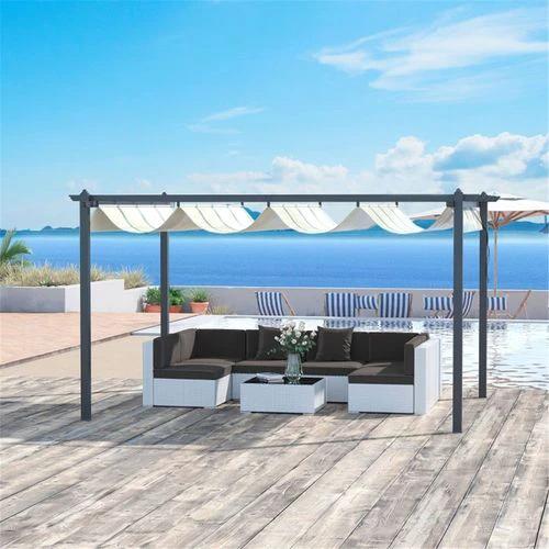 N/A Aluminium Patio Gazebo 4 x 3 M With Retractable Canopy For Outdoor Gatherings - Gazebos