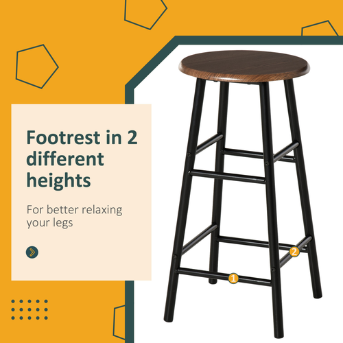 Compact Bar Set with Metal Frame and Oak Finish Featuring Storage Shelf for Small Spaces - Home Symphony