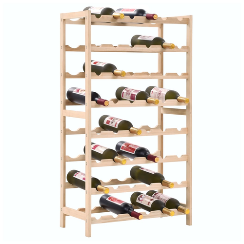 vidaXL Wooden Wine Rack 57.5x28x102 cm with 8 Tiers for Wine Enthusiasts offers stylish storage for up to 48 bottles.