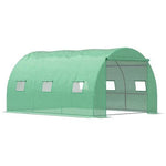 4x3x2m Tunnel Greenhouse Walk-In Hot House Roll Up Door & 6 Windows-Green by Outsunny
