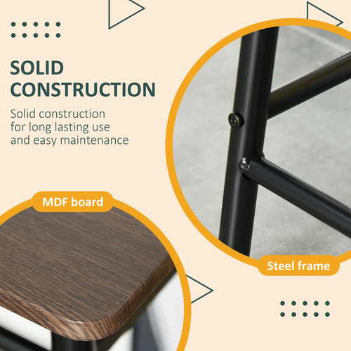 Compact Bar Set with Metal Frame and Oak Finish Featuring Storage Shelf for Small Spaces - Home Symphony