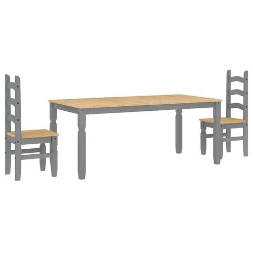 vidaXL 3 Piece Dining Set Panama Grey Solid Wood Pine - Home Symphony