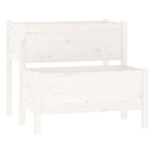 Planter White 84.5x84x75 cm Solid Wood Pine - Home Symphony