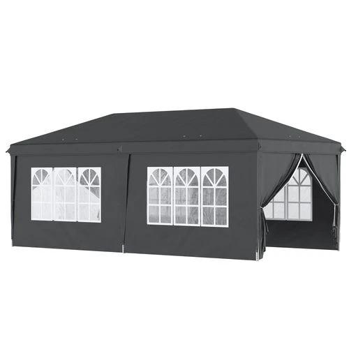 3 x 6m Pop Up Gazebo Height Adjustable Party Tent w/ Storage Bag Black by Outsunny