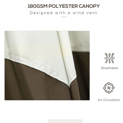 Outsunny 2.7m Garden Parasol Umbrella with 8 Metal Ribs, Tilt and Crank, Coffee - Home Symphony