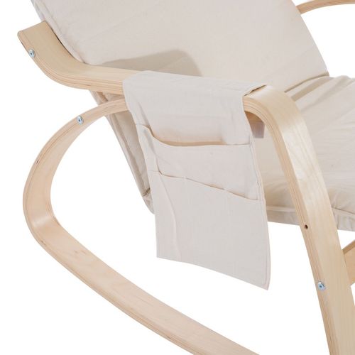 Rocking Chair Recliner Armchair with Adjustable Footrest, Cream White - Home Symphony