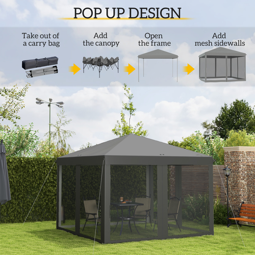 Heavy Duty Pop Up Gazebo 3 x 3m with Removable Mesh Sidewalls for Outdoor Events and Parties - Home Symphony