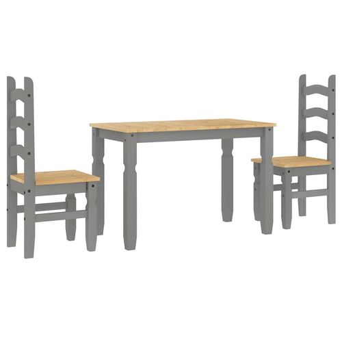 vidaXL 3 Piece Dining Set Panama Grey Solid Wood Pine - Home Symphony