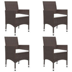 5 Piece Garden Dining Set Poly Rattan and Tempered Glass Brown - Home Symphony