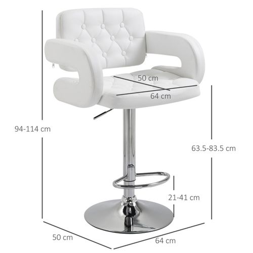 Adjustable Faux Leather Bar Stool with 63.5 to 83.5cm Height and 360° Swivel for Stylish Home or Office Use - Home Symphony
