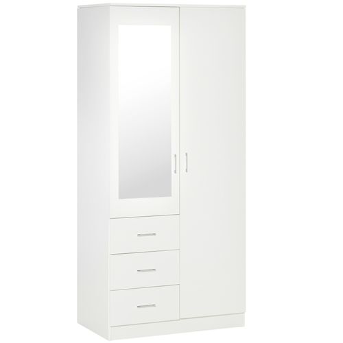 2-Door Wardrobe w/ Adjustable Shelf 3 Drawers for Bedroom, 180cm, White - Home Symphony