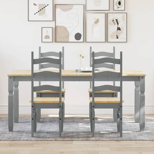 vidaXL 5 Piece Dining Set Panama Grey Solid Wood Pine - Home Symphony