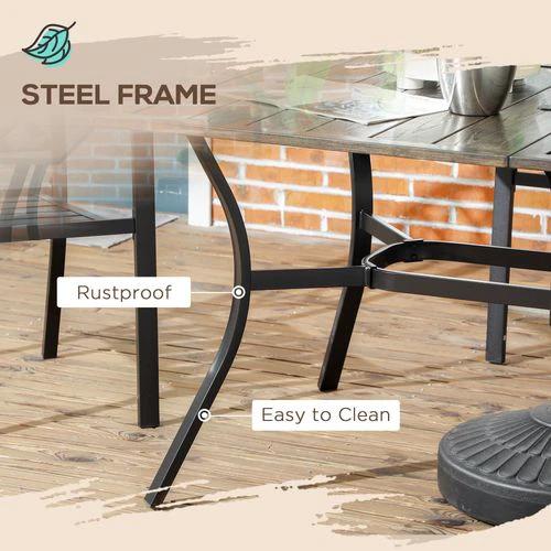 Outsunny Outsunny Garden Table with Parasol Hole for Patio, Deck, Brown, 150 x 96 x 73cm - Garden Table