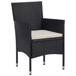 3 Piece Garden Dining Set Poly Rattan and Solid Wood Black - Home Symphony