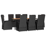 vidaXL 9 Piece Garden Dining Set Black Poly Rattan&Solid Wood Acacia - Garden Set