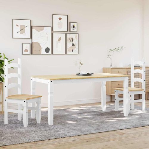 vidaXL 3 Piece Dining Set Panama White Solid Wood Pine - Home Symphony