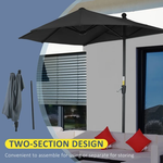 Outsunny Outsunny 2 Meter Half Garden Parasol Umbrella with Crank Handle for Small Outdoor Spaces - Parasol