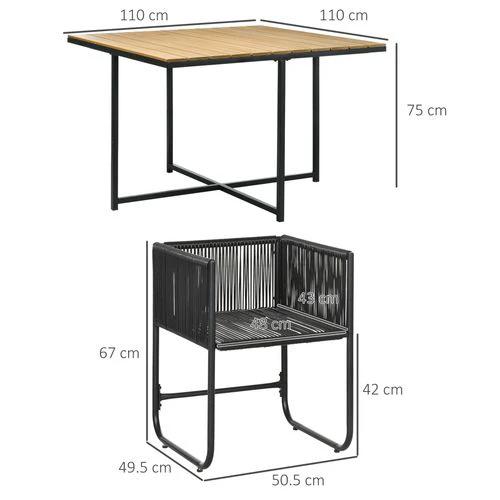 5-PC Rattan Dining Set, 4-seater Rattan Cube Dining Sets w/ Space-saving Design by Outsunny
