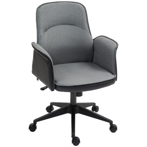 HOMCOM Office Chair, Linen Desk Chair with Adjustable Height Grey - Home Symphony