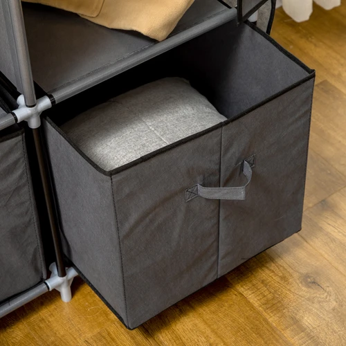 HOMCOM HOMCOM Portable Fabric Wardrobe 125x43x162.5cm with 5 Shelves 3 Drawers and 2 Hanging Rails for Organized Clothing Storage - Wardrobe