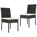 vidaXL vidaXL 3 Piece Outdoor Dining Set with Cushions Poly Rattan Black - Garden Set