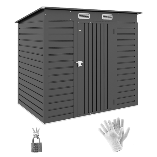 Outsunny Galvanised Metal Garden Shed 6.3 x 4.3FT Lockable Door with Ventilation for Outdoor Tool Storage - Home Symphony