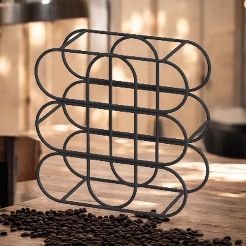 Cast Iron Effect Wine Rack 13 Inch for 9 Bottles with Ornate Side Detail for Wine Enthusiasts - Home Symphony