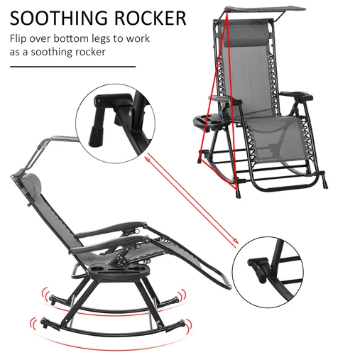 Folding Recliner Chair with Adjustable Backrest and Zero-Gravity Design for Outdoor Relaxation by Unbranded