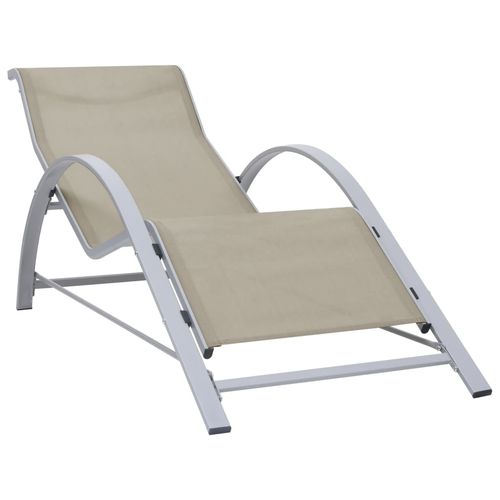 Sun Loungers 2 pcs with Table Aluminium Cream - Home Symphony