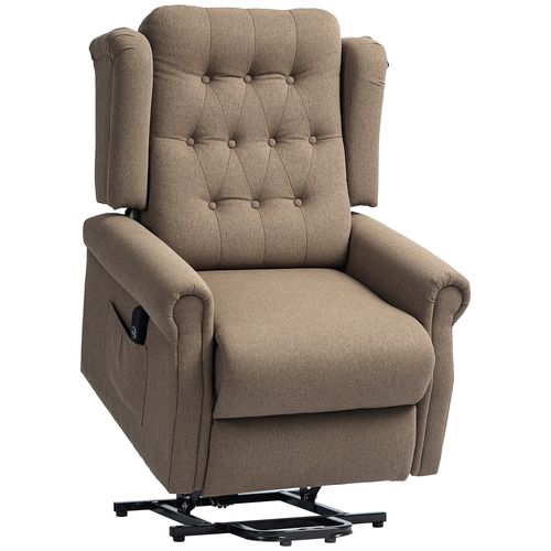 HOMCOM Power Lift Recliner Armchair with Wingback, Button Tufted, Brown - Home Symphony