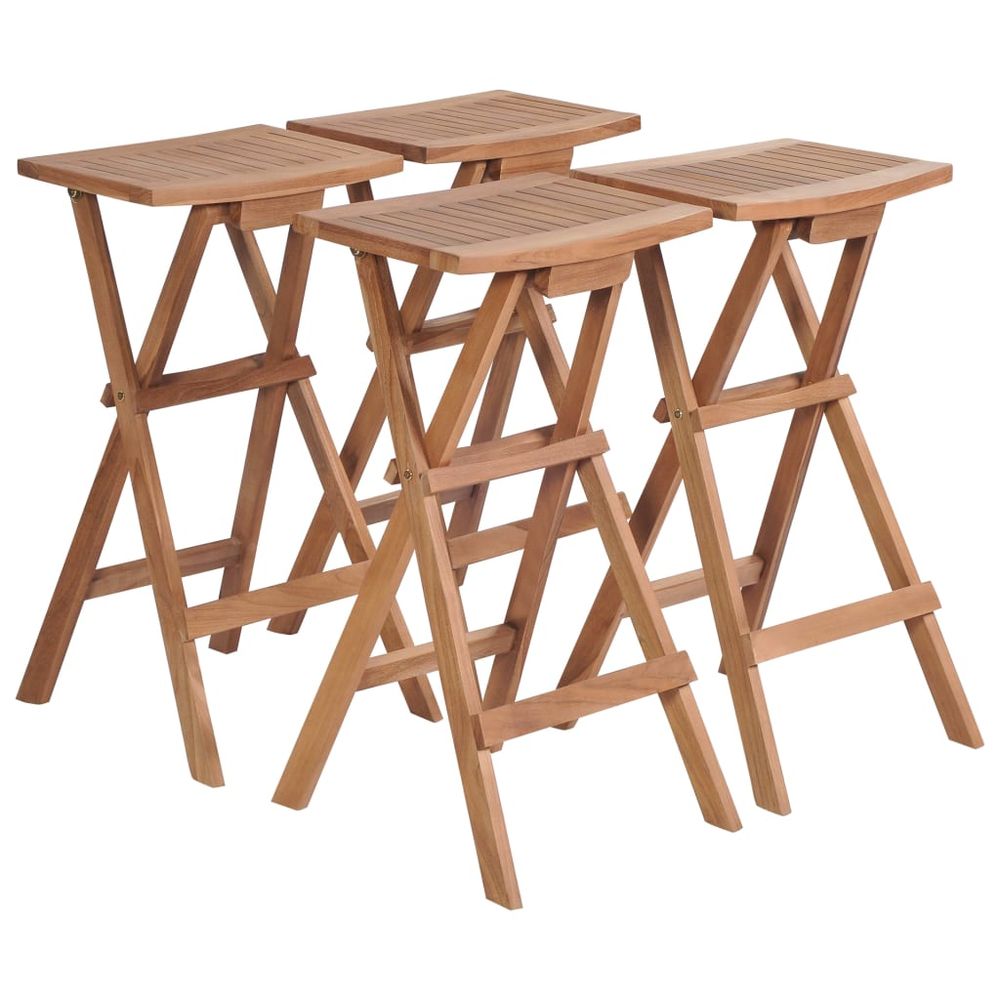 Folding Bar Stools 2 pcs vidaXL Solid Teak Wood - Bar Stool from vidaXL
