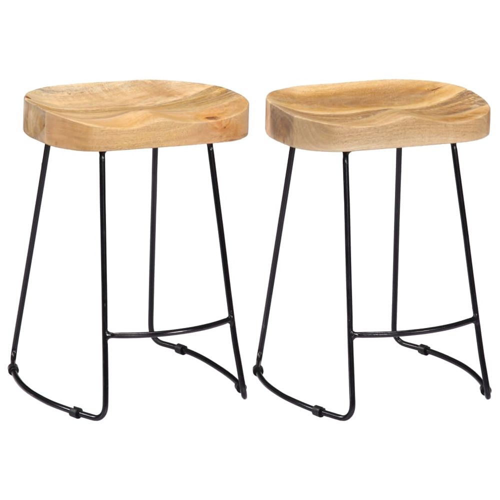 Gavin Bar Stools 2 pcs vidaXL 45x38x53 cm Solid Wood Mango - Bar Stool from vidaXL