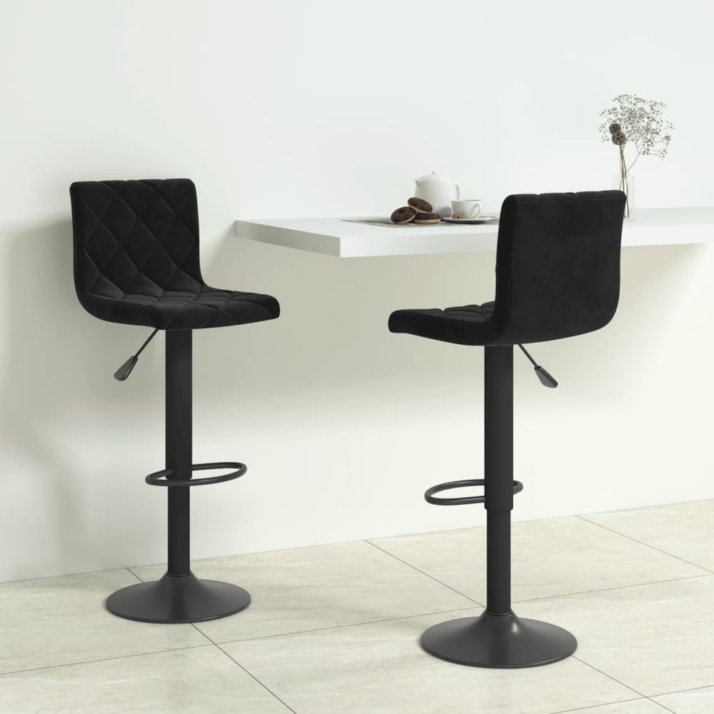 Bar Stools vidaXL 2 pcs Black Velvet - Bar Stool from vidaXL